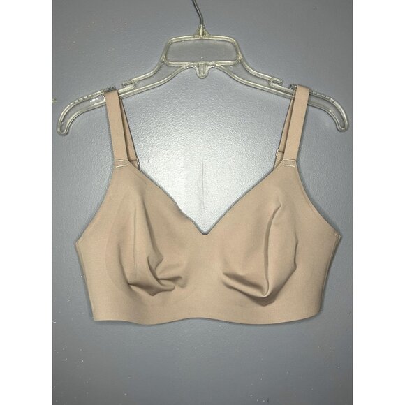 Comfelie Bra Womens Large Beige Wireless Seamless V Adjustable Straps Stretchy - Picture 4 of 6